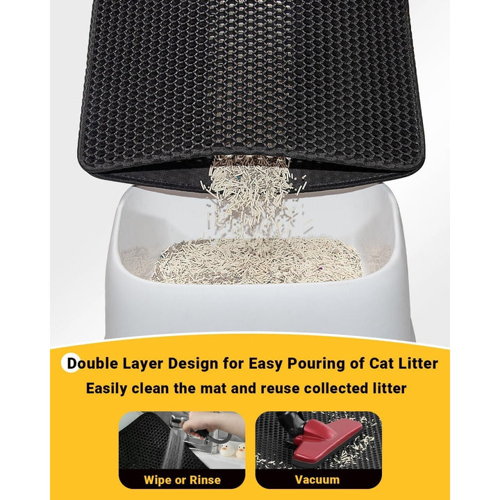 Extra Large Cat Litter Mat 90 X 60 cm Kitty Litter Trapping Mat for Litter Box - Honeycomb Black Hole Design - Waterproof, Urine Proof Trapper - Scatter Control, Easy Clean Rug for Litter Tray, White - Just Closeouts Canada Inc.B0C872TG7M