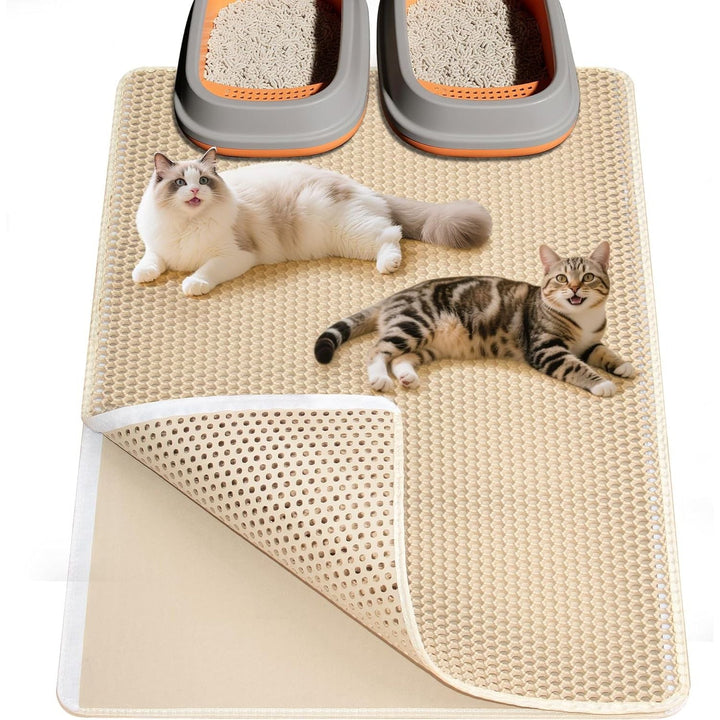 Extra Large Cat Litter Mat 90 X 60 cm Kitty Litter Trapping Mat for Litter Box - Honeycomb Black Hole Design - Waterproof, Urine Proof Trapper - Scatter Control, Easy Clean Rug for Litter Tray, White - Just Closeouts Canada Inc.B0C872TG7M