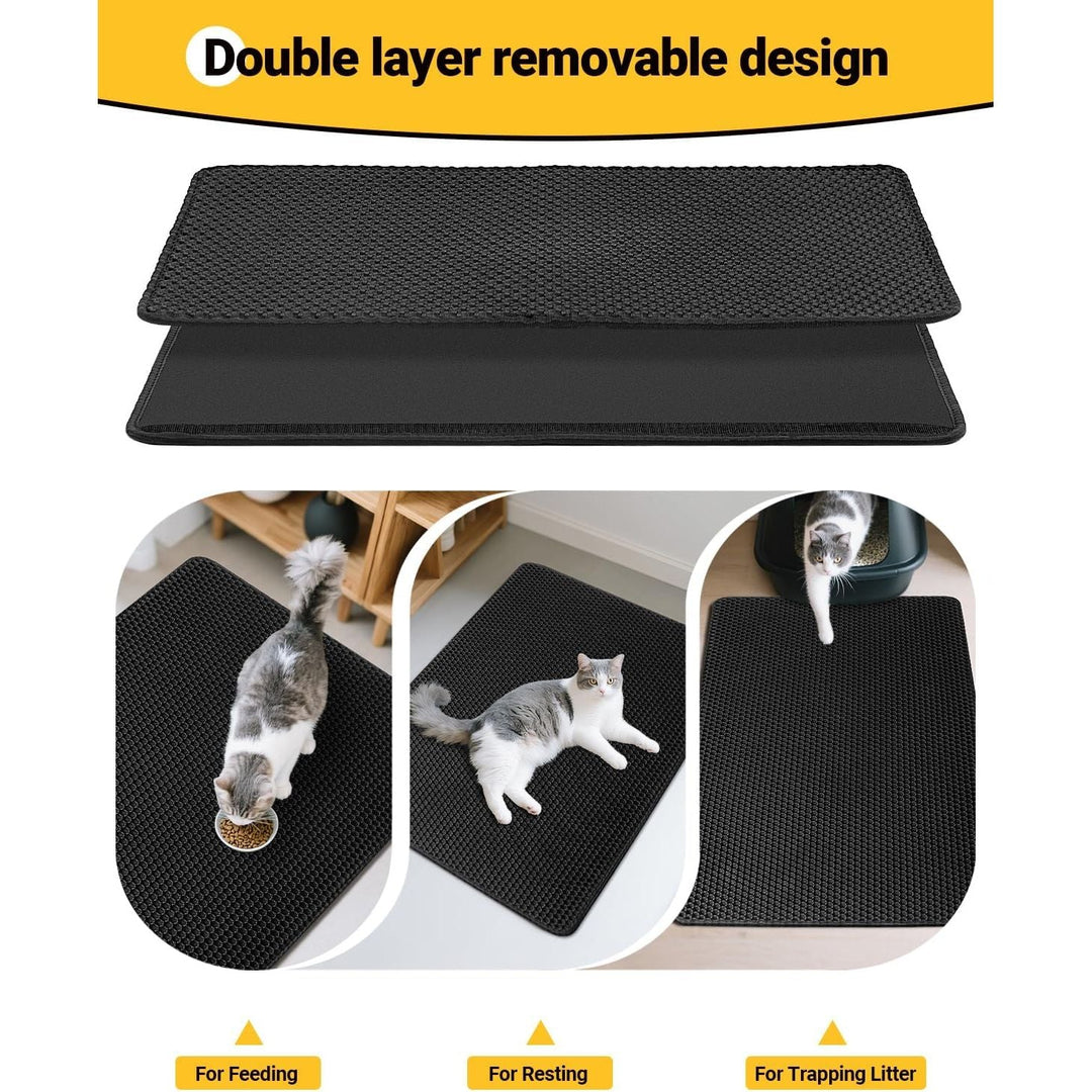 Extra Large Cat Litter Mat 90 X 60 cm Kitty Litter Trapping Mat for Litter Box - Honeycomb Black Hole Design - Waterproof, Urine Proof Trapper - Scatter Control, Easy Clean Rug for Litter Tray, White - Just Closeouts Canada Inc.B0C872TG7M