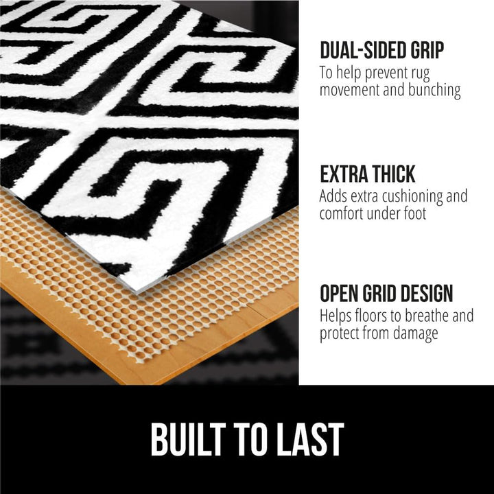 Extra Strong Rug Pad Gripper, 2x4 FT, Grips Keep Area Rugs in Place, Thick, Slip and Skid Resistant Pads for Hard Floors, Under Carpet Mat Cushion and Hardwood Floor Protection - Just Closeouts Canada Inc.
