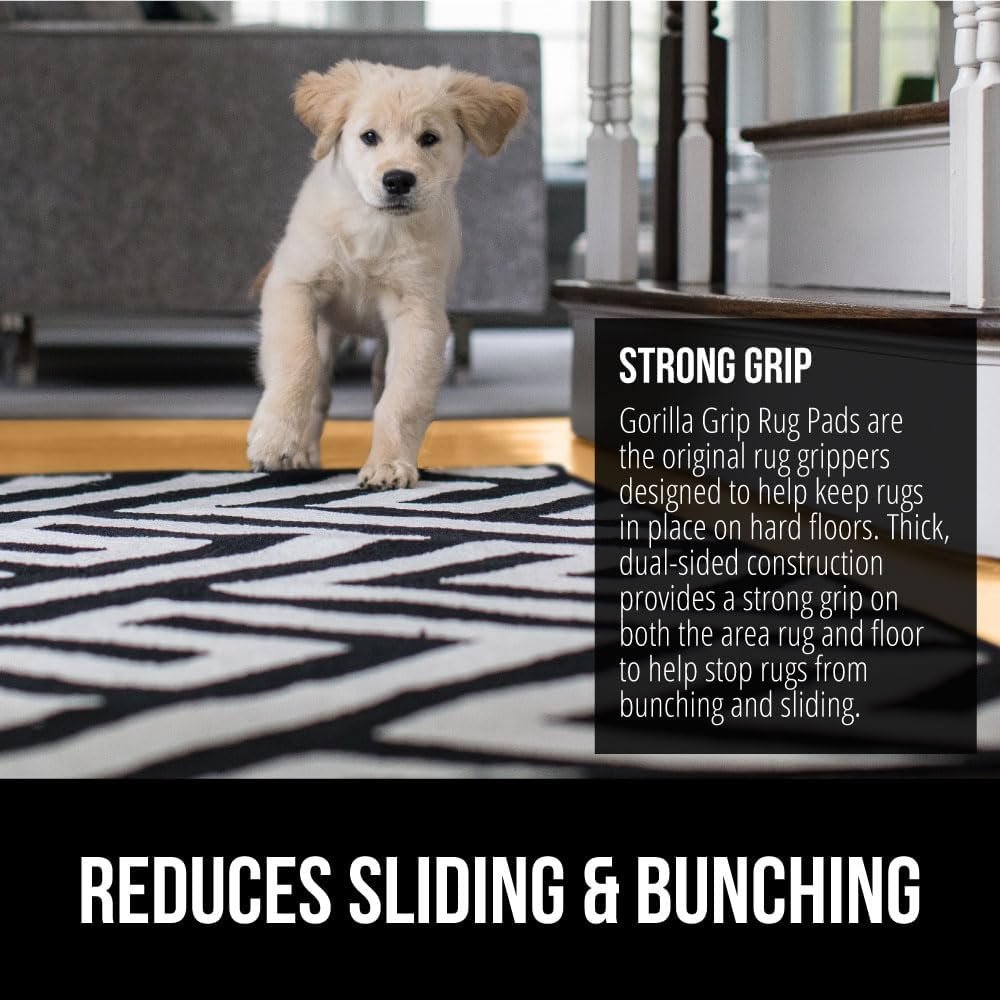 Extra Strong Rug Pad Gripper, Grips Keep Area Rugs in Place, Thick, Slip and Skid Resistant Pads for Hard Floors, Under Carpet Mat Cushion and Hardwood Floor Protection, 5x7 FT - Just Closeouts Canada Inc.