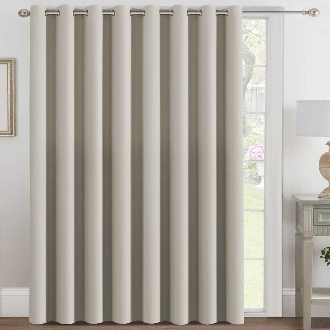 Extra Wide Blackout Curtain for Living Room Thermal Insulated Light Blocking Room Darkening Grommet Curtain Drapes for Patio Door/Bedroom/Home Theater, 100" Wide by 96" Long, 1 Panel, Cream - Just Closeouts Canada Inc.