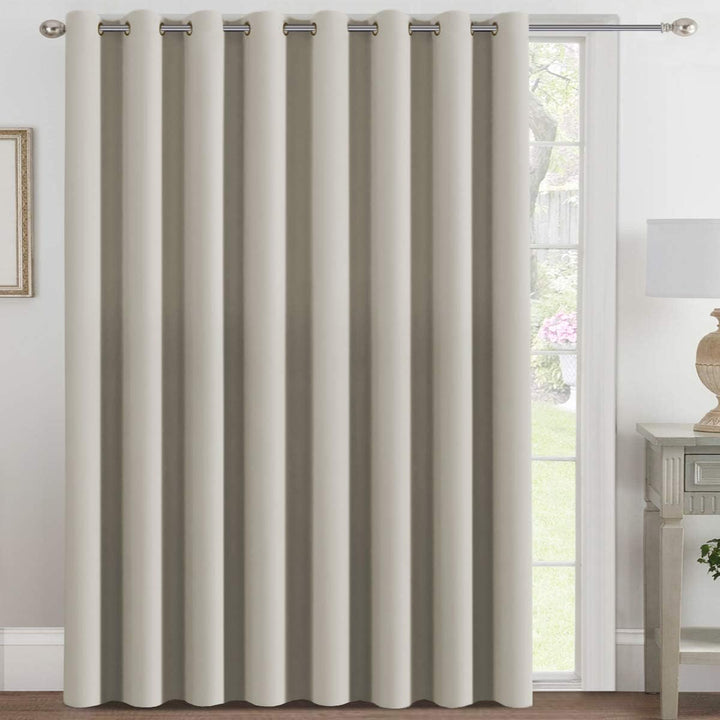 Extra Wide Blackout Curtain for Living Room Thermal Insulated Light Blocking Room Darkening Grommet Curtain Drapes for Patio Door/Bedroom/Home Theater, 100" Wide by 96" Long, 1 Panel, Cream - Just Closeouts Canada Inc.