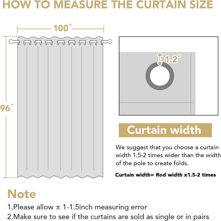 Extra Wide Blackout Curtain for Living Room Thermal Insulated Light Blocking Room Darkening Grommet Curtain Drapes for Patio Door/Bedroom/Home Theater, 100" Wide by 96" Long, 1 Panel, Cream - Just Closeouts Canada Inc.