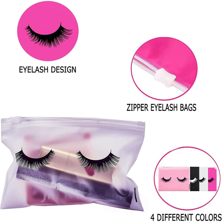 Eyelash-Pattern Zipper Makeup Pouches – 40 Pack, 6 × 4 Inches - Just Closeouts Canada Inc.