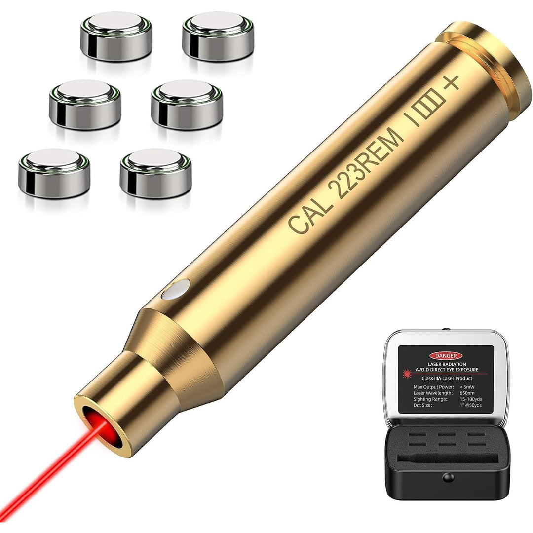 EZshoot Bore Sight 243 308/223 5.56mm/ 9mm/12 - Gauge Red Laser Boresighter with Extra Batteries - Just Closeouts Canada Inc.