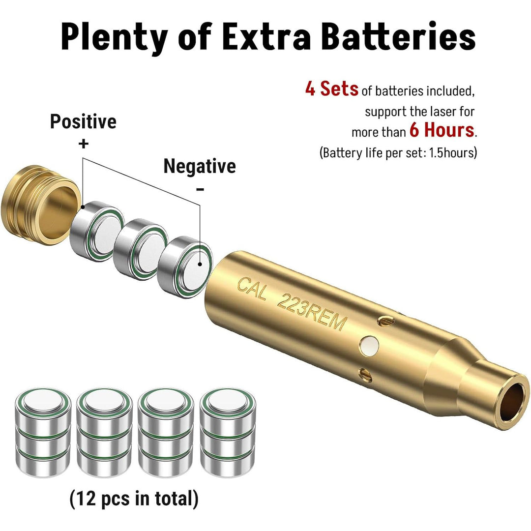 EZshoot Bore Sight 9mm/223 5.56mm Red Laser Boresighter with Batteries - Just Closeouts Canada Inc.