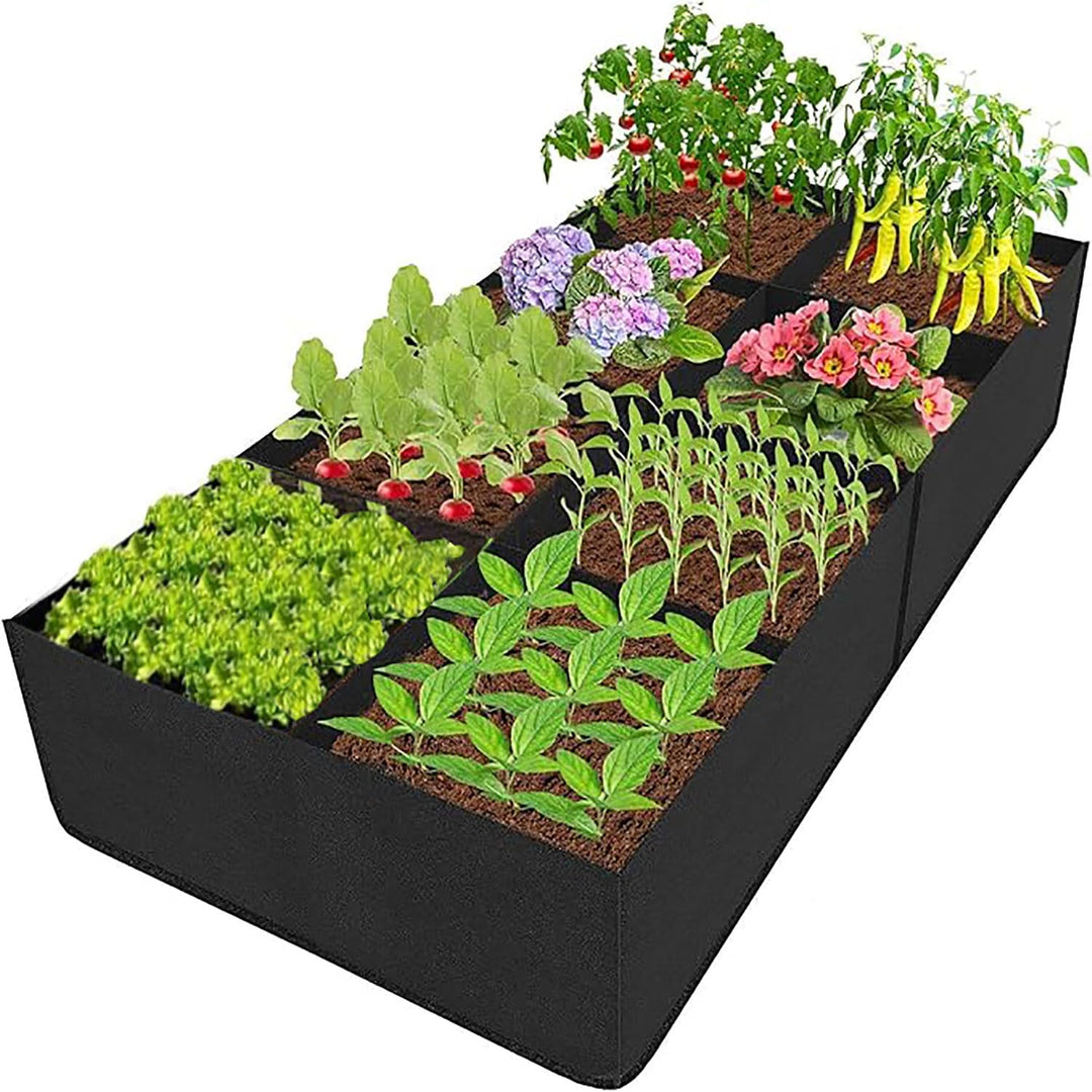 Fabric Raised Garden Bed, 128 Gallon 8 Grids Large Plant Grow Bags, 3x6FT Thickened Rectangle Garden Grow Bed Bags, Breathable Planting Container for Outdoor Growing Flower Vegetables Potato - Just Closeouts Canada Inc.