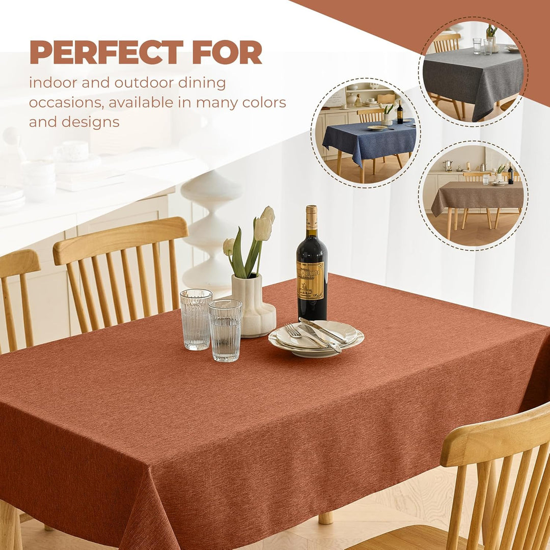 Fall Wrinkle-Free Oblong Table Cloth Decoration for Birthday, Waterproof Outdoor Picnic Linen Table Covers for Camping, Party& Wedding (Rectangle, 60 x 104 Inch (8-10 Seats), Burnt Orange) - Just Closeouts Canada Inc.X004C68QZ5