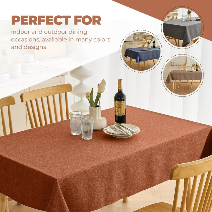 Fall Wrinkle-Free Oblong Table Cloth Decoration for Birthday, Waterproof Outdoor Picnic Linen Table Covers for Camping, Party& Wedding (Rectangle, 60 x 104 Inch (8-10 Seats), Burnt Orange) - Just Closeouts Canada Inc.X004C68QZ5