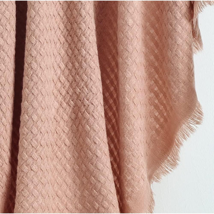 Farmhouse Waffle Knit Throw Blanket for Couch Sofa Chair Bed Home Decoration, Soft Warm Cozy Light Weight for Spring Summer Fall (127cmX152cm Coral Pink) - Just Closeouts Canada Inc.