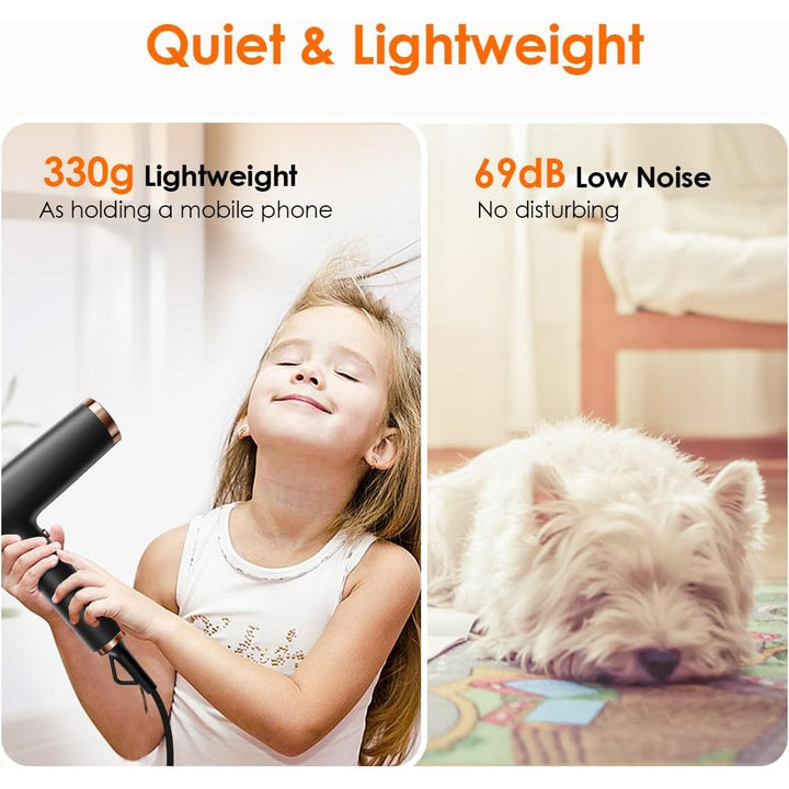 Faszin Hair Dryer, Lightweight Blow Dryer with 110,000 RPM High - Speed Motor for Fast Drying, 200 Million Ionic Hairdryer with Auto - Clean, Low Noise, and 3 Magnetic Nozzles for Travel, Salon, Home - Just Closeouts Canada Inc.