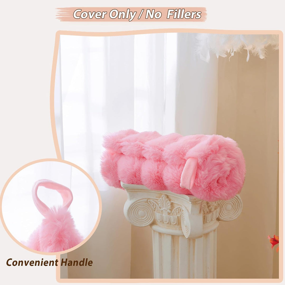 Faux Rabbit Fur Stuffed Animal Bean Bag Storage (No Filler), Soft Plush Waffle Bubble Beanbag Chair Cover for Kids Adults, Luxury Furry Floor Lounger Organizer for Living Room Bedroom, Pink - Just Closeouts Canada Inc.X004OVXT6J