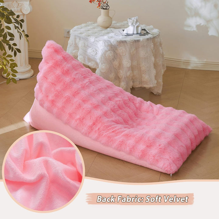 Faux Rabbit Fur Stuffed Animal Bean Bag Storage (No Filler), Soft Plush Waffle Bubble Beanbag Chair Cover for Kids Adults, Luxury Furry Floor Lounger Organizer for Living Room Bedroom, Pink - Just Closeouts Canada Inc.X004OVXT6J
