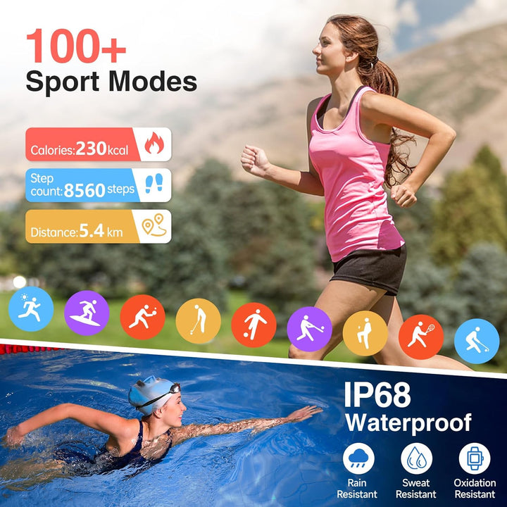 Faweio Smart Watch for Men/Women, Alexa Built - in Smartwatch (PINK LINE) - Just Closeouts Canada Inc.