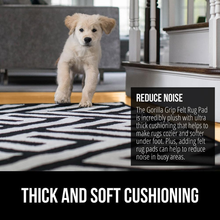 Felt and Natural Rubber Rug Pad, 1/8” Thick, 2x4 FT Protective Padding for Under Area Rugs, Cushioned Gripper Pads for Carpet, Runners, Hardwood Floors Protection, Slip Skid Resistant - Just Closeouts Canada Inc.