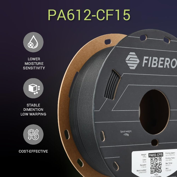 Fiberon PA612 - CF Carbon Fiber Nylon Filament 1.75mm Black 0.5kg, Fiberon PA612 - CF Strong & Low Moisture Sensitive Nylon 1.75mm 3D Printing Filament. 111 - Fiberon Pa612 - cf15 1.75mm Black 0.5kg (Hex Code: 302e2f) - Just Closeouts Canada Inc.FG07001