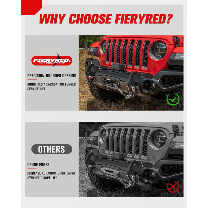 FIERYRED Winch Hawse Fairlead 10 Inch Aluminum Fairlead for Synthetic Rope, Suitable for 9000 - 14500 LBS Winch - Just Closeouts Canada Inc.