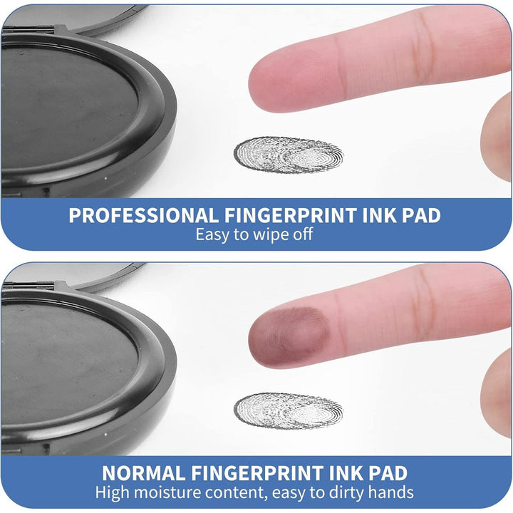 Fingerprint Ink Pad, Thumbprint Ink Pad for Office Notary Supplies Identification Security ID Fingerprint Cards, Law Enforcement Fingerprint Kit Black Thumb Print Ink Pad Stamp Pad (Black 2 Pack) - Just Closeouts Canada Inc.