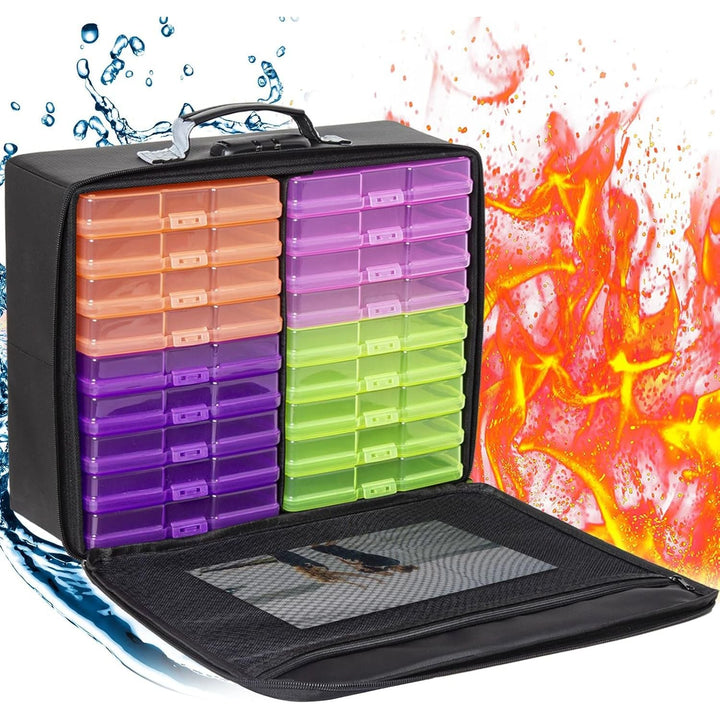 Fire - resistant Photo Storage Box, Photo Organizer with Lock, Portable Photo Storage Containers Suitable for Storing 20pcs 4" x 6" Photo Cases, Includes Photo Storage Containers - Just Closeouts Canada Inc.X004ELOU03