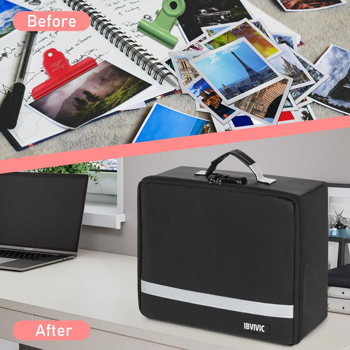 Fire - resistant Photo Storage Box, Photo Organizer with Lock, Portable Photo Storage Containers Suitable for Storing 20pcs 4" x 6" Photo Cases, Includes Photo Storage Containers - Just Closeouts Canada Inc.X004ELOU03