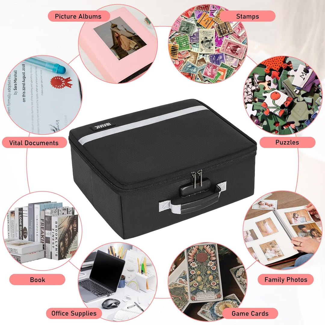 Fire - resistant Photo Storage Box, Photo Organizer with Lock, Portable Photo Storage Containers Suitable for Storing 20pcs 4" x 6" Photo Cases, Includes Photo Storage Containers - Just Closeouts Canada Inc.X004ELOU03