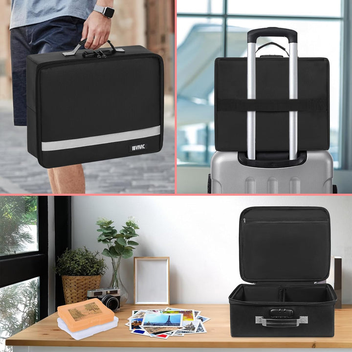 Fire - resistant Photo Storage Box, Photo Organizer with Lock, Portable Photo Storage Containers Suitable for Storing 20pcs 4" x 6" Photo Cases, Includes Photo Storage Containers - Just Closeouts Canada Inc.X004ELOU03
