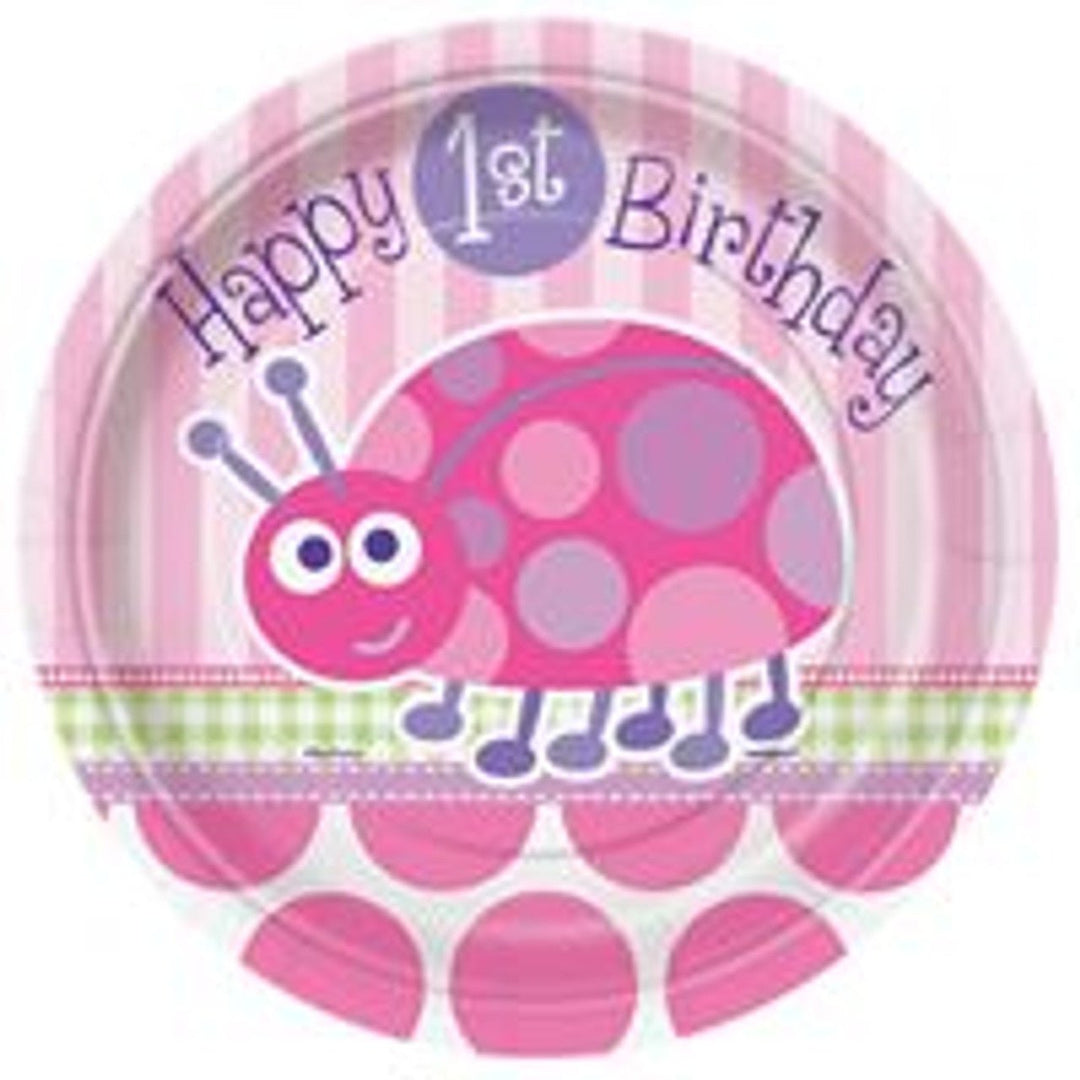 First Birthday Ladybug Round 7 Dessert Plates 8ct - Just Closeouts Canada Inc.011179403943