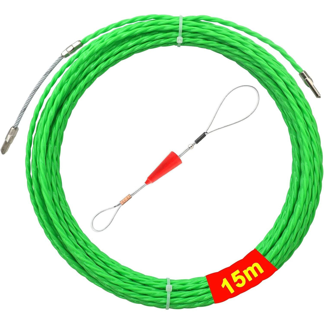 Fish Tape 49FT Wire Fishing Tools Cable Pulling Wire 4.5mm Diameter, Ideal for Cable Runs 15m - Just Closeouts Canada Inc.