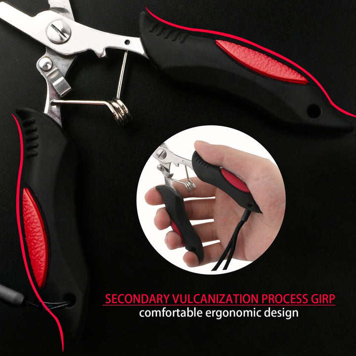 Fishing Pliers Stainless Steel Hook Remover Braid Cutter Rustproof Saltwater Split Ring Pliers Fishing Multi-Tools with Sheath and Lanyard - Just Closeouts Canada Inc.X004YYSL3R