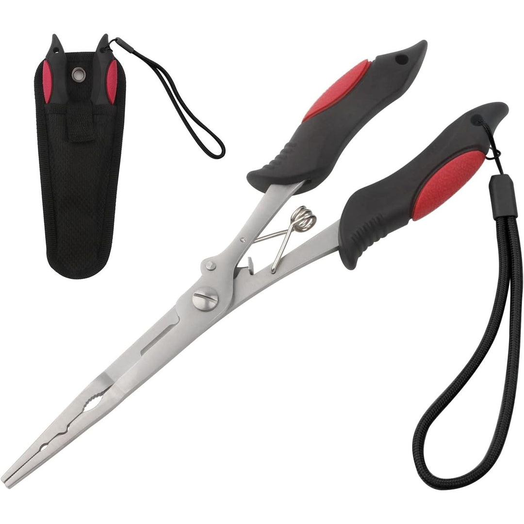 Fishing Pliers Stainless Steel Hook Remover Braid Cutter Rustproof Saltwater Split Ring Pliers Fishing Multi-Tools with Sheath and Lanyard - Just Closeouts Canada Inc.X004YYSL3R