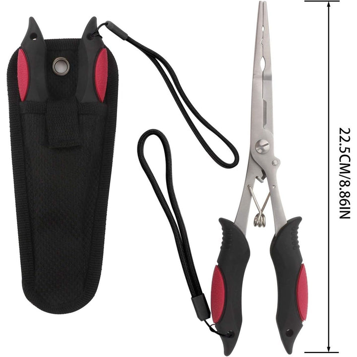 Fishing Pliers Stainless Steel Hook Remover Braid Cutter Rustproof Saltwater Split Ring Pliers Fishing Multi-Tools with Sheath and Lanyard - Just Closeouts Canada Inc.X004YYSL3R