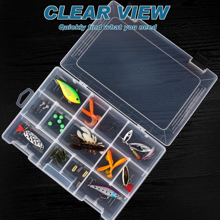 Fishing Tackle Boxes,3600 Tackle Tray Clear Plastic Fishing Box with Removable Dividers Fishing Storage Organizer Boxes for Lures (2 Packs) - Just Closeouts Canada Inc.X004Z7DAW5