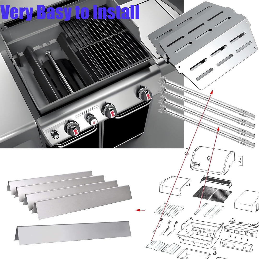 Flavorizer Bars Heat Deflector Burner Tube Set for Weber 300 Series E310 E320 E330 EP310 EP320 EP/CEP330 S310 S320 S330 Front Control Knob, Weber Genesis 62752 7620 7622 Grill Replacement Parts - Just Closeouts Canada Inc.