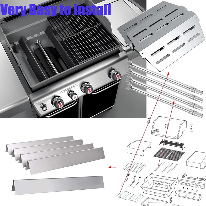 Flavorizer Bars Heat Deflector Burner Tube Set for Weber 300 Series E310 E320 E330 EP310 EP320 EP/CEP330 S310 S320 S330 Front Control Knob, Weber Genesis 62752 7620 7622 Grill Replacement Parts - Just Closeouts Canada Inc.