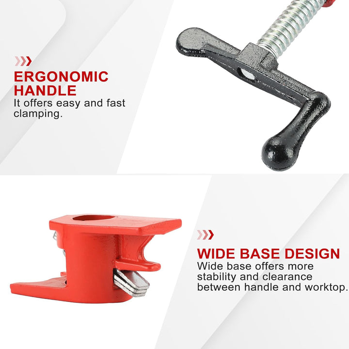 FLKQC 3/4" Wood Gluing Pipe Clamp Set with Unique Foot Design Red 6PCS Heavy Duty Bar Clamps Cast Iron Quick Release Pipe Clamp Tools for Woodworking (6Pack, 3/4" with Foot) - Just Closeouts Canada Inc.