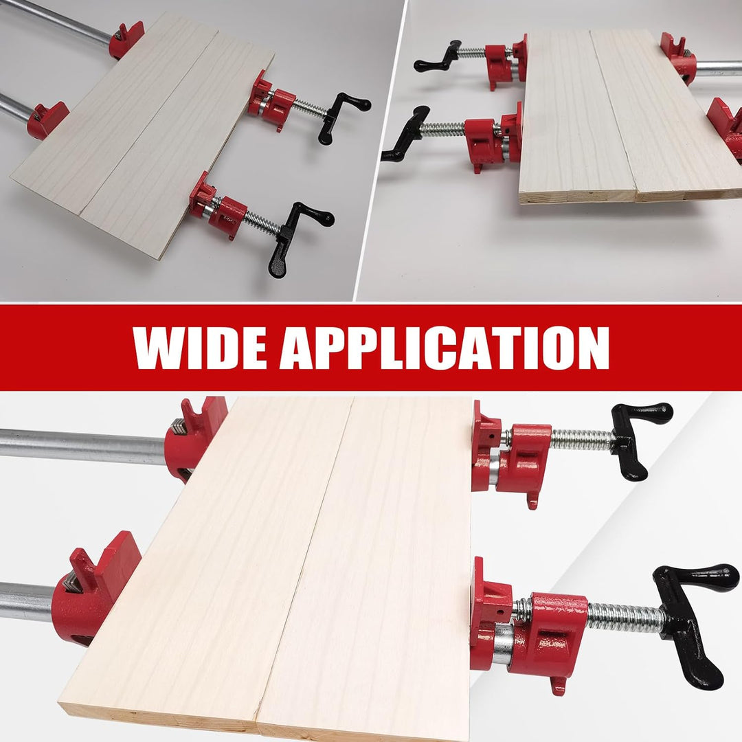 FLKQC 3/4" Wood Gluing Pipe Clamp Set with Unique Foot Design Red 6PCS Heavy Duty Bar Clamps Cast Iron Quick Release Pipe Clamp Tools for Woodworking (6Pack, 3/4" with Foot) - Just Closeouts Canada Inc.