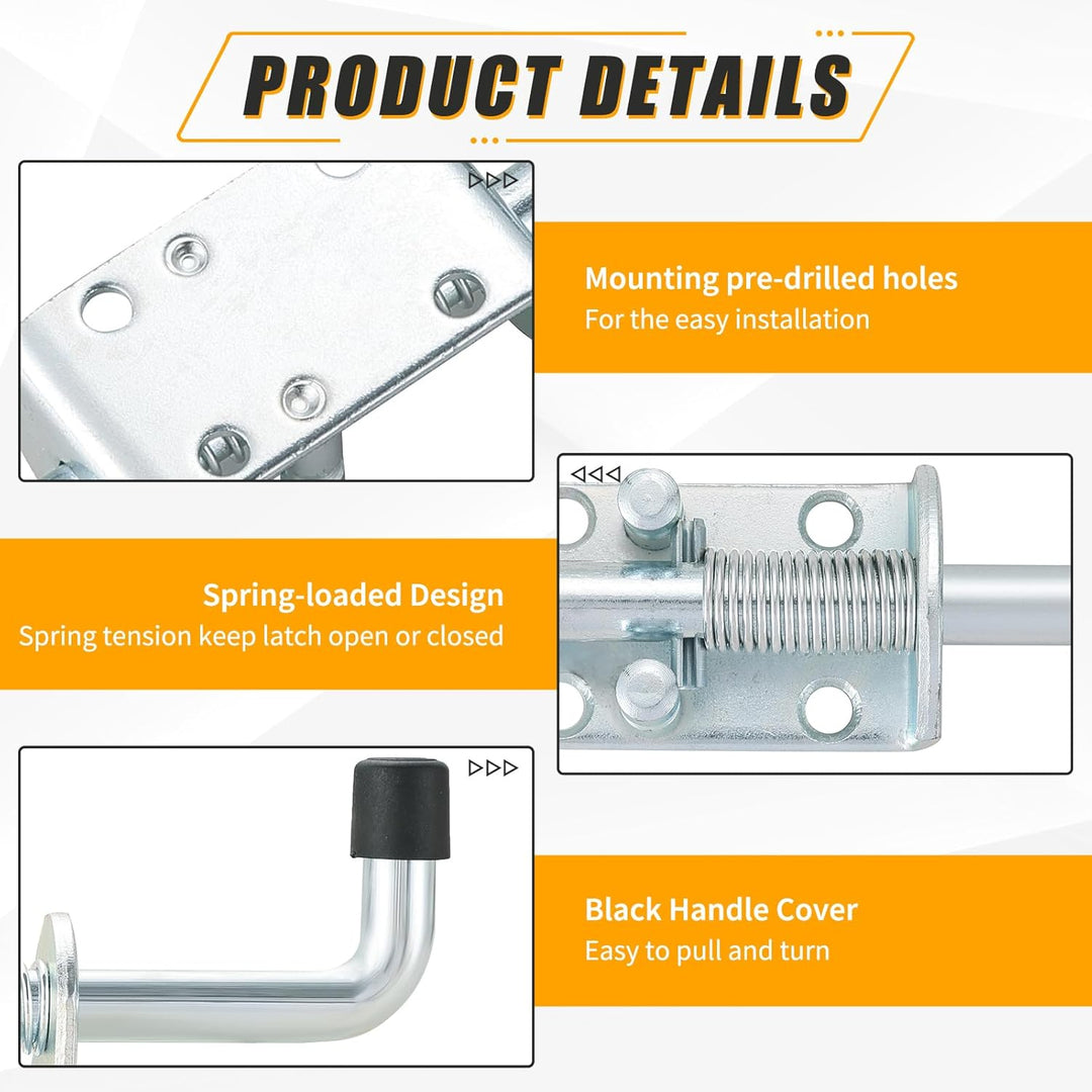 FLKQC Spring Loaded Latch Pin, Stainless Steel Barrel Bolt for Gate Shed Door Tailgate Trailer Garage, Metal Lock Barrel Bolt Spring Loaded Locking Latch 6.5" Long, Door Lock (6.5", 4Pack) - Just Closeouts Canada Inc.