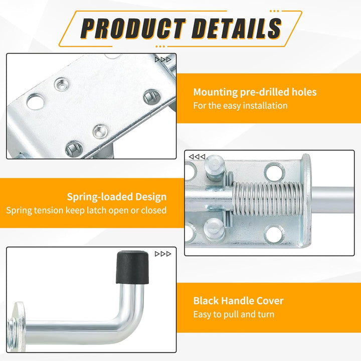 FLKQC Spring Loaded Latch Pin, Stainless Steel Barrel Bolt for Gate Shed Door Tailgate Trailer Garage, Metal Lock Barrel Bolt Spring Loaded Locking Latch 6.5" Long, Door Lock (6.5", 4Pack) - Just Closeouts Canada Inc.