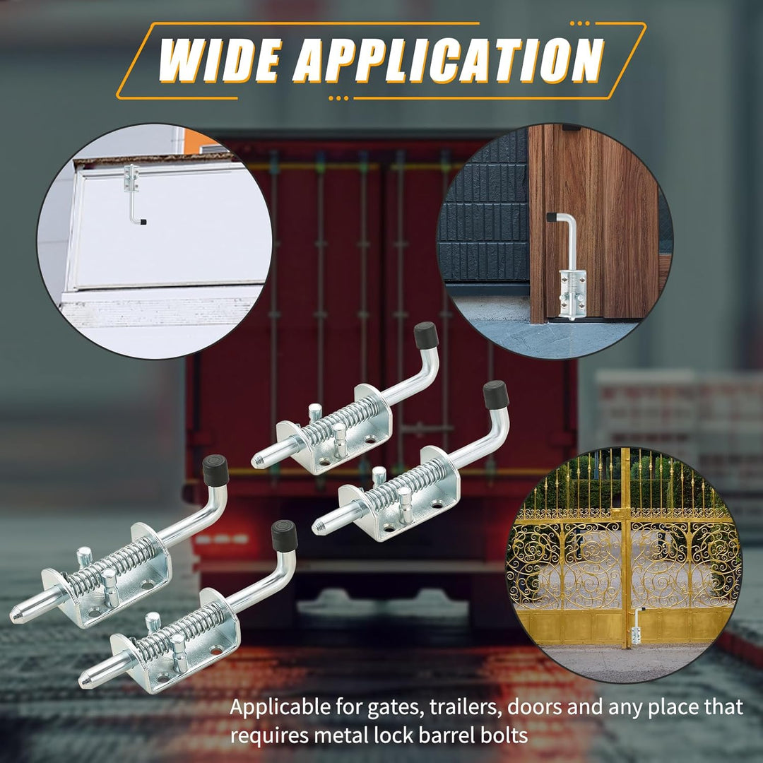 FLKQC Spring Loaded Latch Pin, Stainless Steel Barrel Bolt for Gate Shed Door Tailgate Trailer Garage, Metal Lock Barrel Bolt Spring Loaded Locking Latch 6.5" Long, Door Lock (6.5", 4Pack) - Just Closeouts Canada Inc.