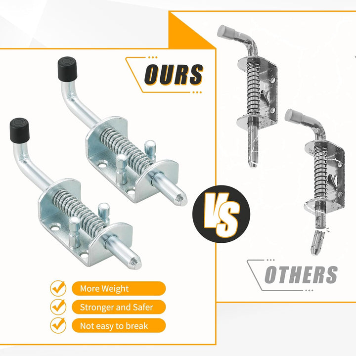 FLKQC Spring Loaded Latch Pin, Stainless Steel Barrel Bolt for Gate Shed Door Tailgate Trailer Garage, Metal Lock Barrel Bolt Spring Loaded Locking Latch 6.5" Long, Door Lock (6.5", 4Pack) - Just Closeouts Canada Inc.