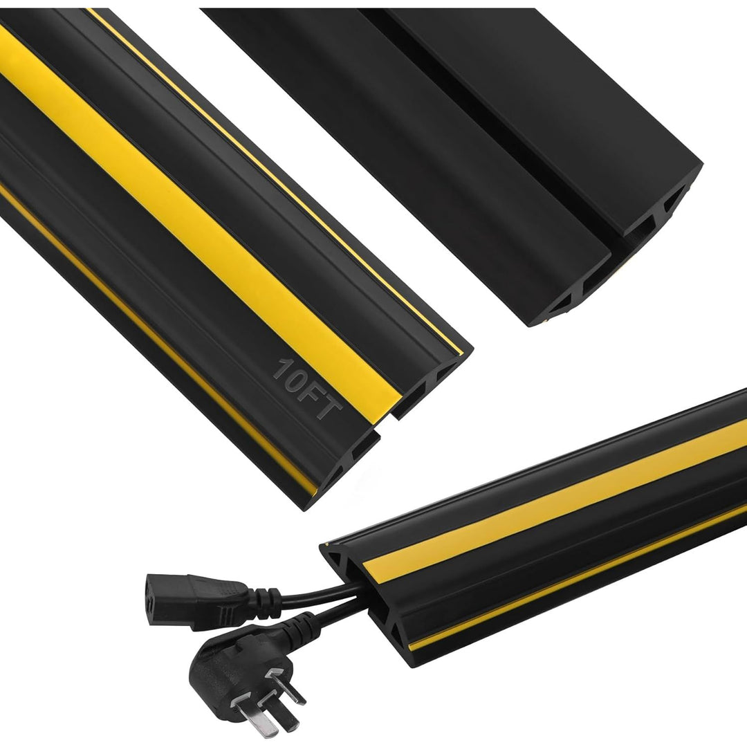 Floor Cord Cover 10Ft Heavy Duty PVC Floor Cable Protector Electric Cord Hider Cable Management Floor Strip Extension Cord Covers Cable Raceway for Wires on Floor Inner Channel 1.36" W x 0.43" H - Just Closeouts Canada Inc.