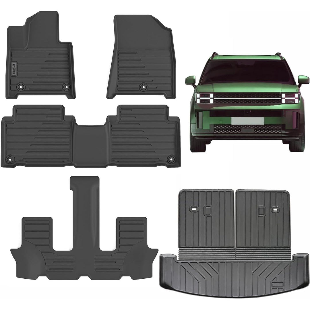 Floor Liners & Large Cargo Liners for 2024 - 2025 Hyundai Santa FE Hybrid（Non Pure Gasoline car）,TPE All Weather Protection Car Floor Mats with Large Trunk Mat Covering The backrest - Just Closeouts Canada Inc.X004A9V2ZF