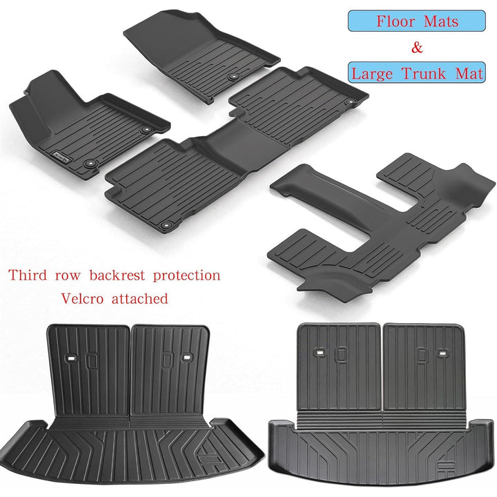 Floor Liners & Large Cargo Liners for 2024 - 2025 Hyundai Santa FE Hybrid（Non Pure Gasoline car）,TPE All Weather Protection Car Floor Mats with Large Trunk Mat Covering The backrest - Just Closeouts Canada Inc.X004A9V2ZF