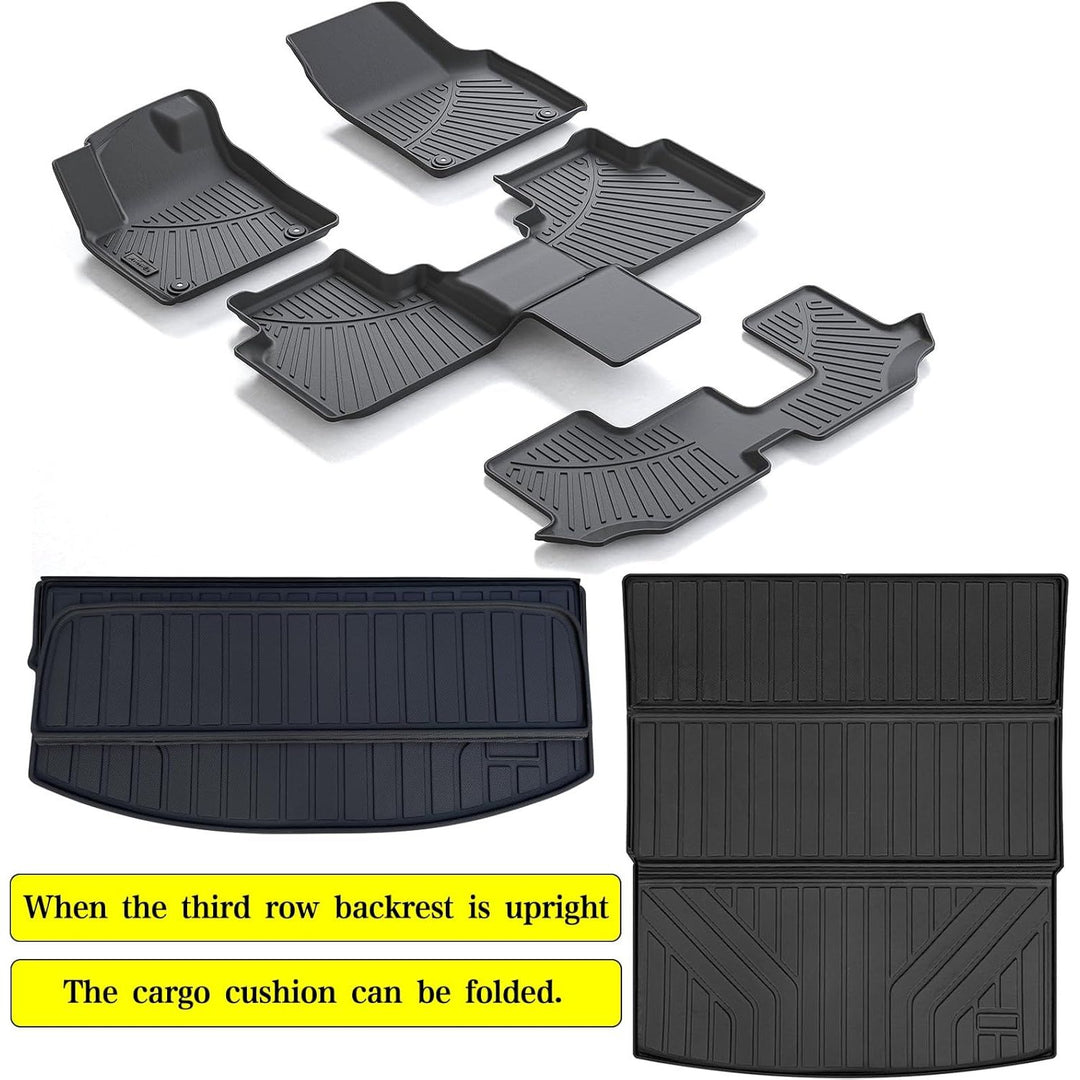 Floor Mats & Large Trunk Mat for 2018 - 2025 2026 Volkswagen Atlas（Only Fit 7 Seats） - 2nd Row Bench Seat,TPE All Weather Protection 3 Rows Car Floor Liners with Large Cargo Liners for VW Atlas - Just Closeouts Canada Inc.X004D8ZU8D