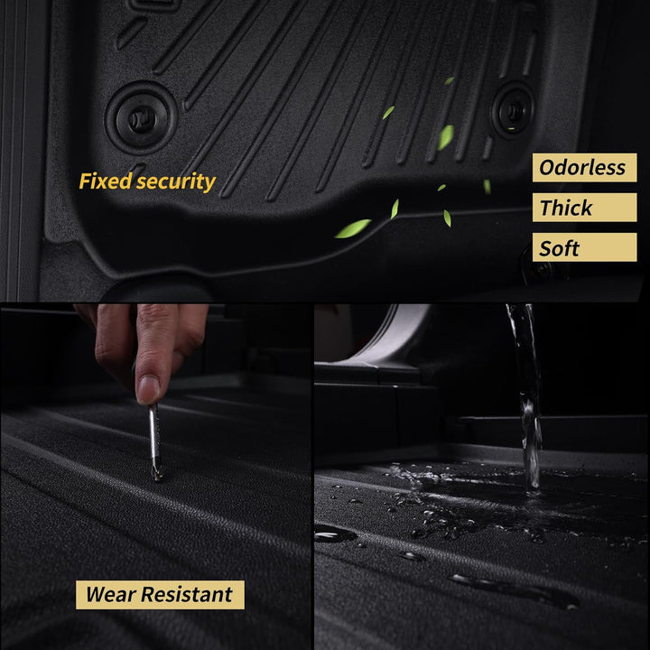 Floor Mats & Trunk Mat for 2024 2025 2026 Hyundai KONA Electric (Non Fuel),TPE All Weather Protection 1st & 2nd Row Car Floor Liners Front & Cargo Liners Accessories - Black - Just Closeouts Canada Inc.X004B1LSDX