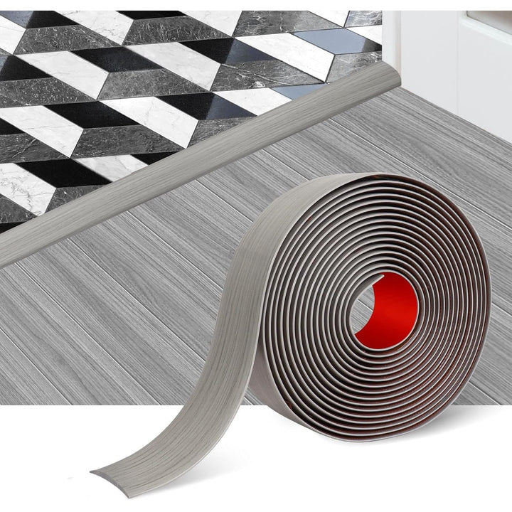 Floor Transition Strip Floor Cover Strips Self Adhesive Flooring Transitions Laminate Floor Strip 2" Wide Vinyl Floor Flat Divider Strip Elegant Wood Grain Design (6.56Ft, Gray) - Just Closeouts Canada Inc.