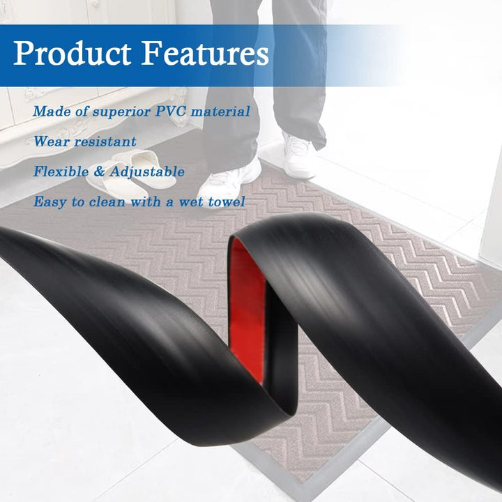 Floor Transition Strip Self Adhesive Carpet & Flooring Transitions Edging Trim Strip PVC Threshold Transitions Suitable for Threshold Height Less Than 5mm (6.56Ft, Black) - Just Closeouts Canada Inc.