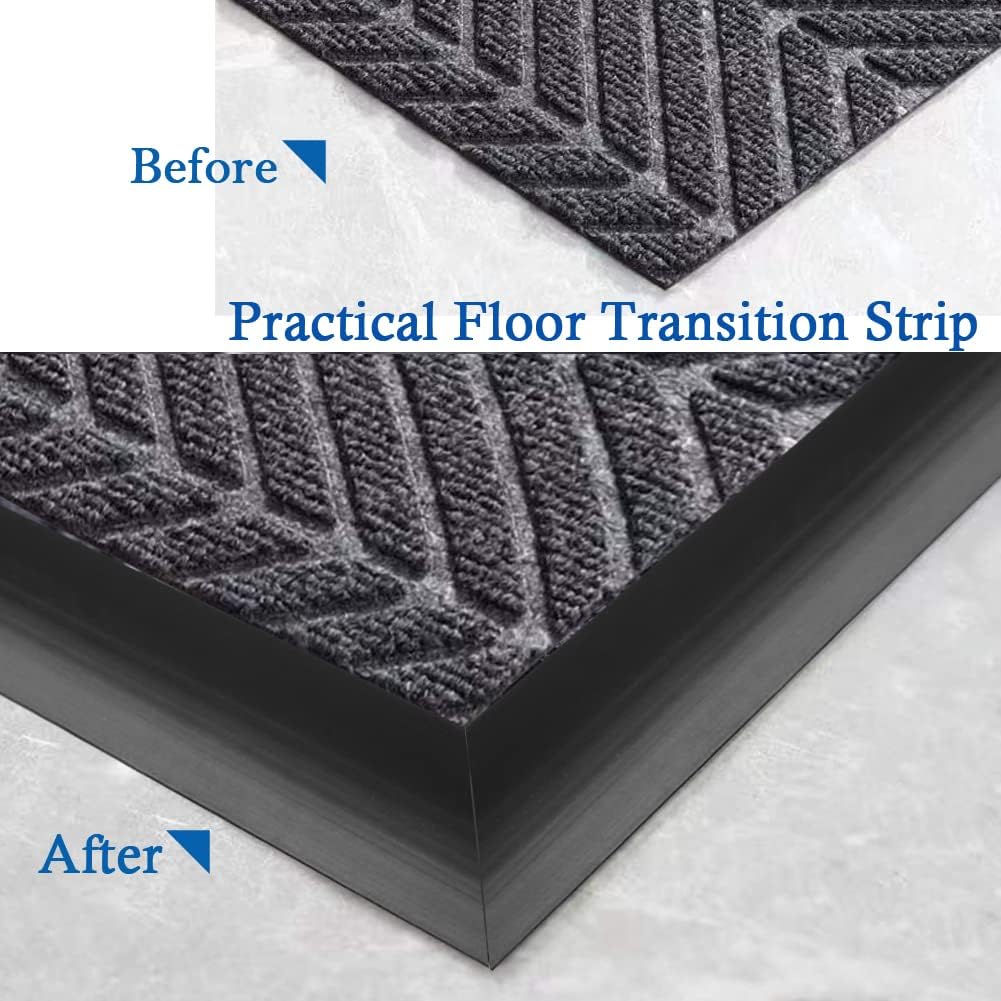 Floor Transition Strip Self Adhesive Carpet & Flooring Transitions Edging Trim Strip PVC Threshold Transitions Suitable for Threshold Height Less Than 5mm (6.56Ft, Black) - Just Closeouts Canada Inc.