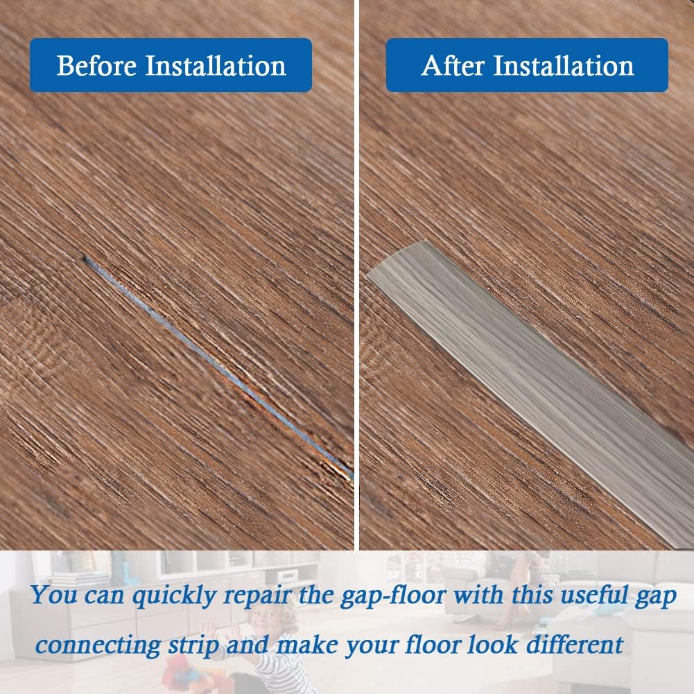 Floor Transition Strip Self Adhesive Floor Cover Strips Laminate 2" Wide Vinyl Flat Divider Transitions Elegant Wood Grain Design (5cm, 20Ft, Dark Gray) - Just Closeouts Canada Inc.